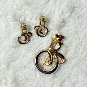 🎄 Snowman Brooch and Earrings Set